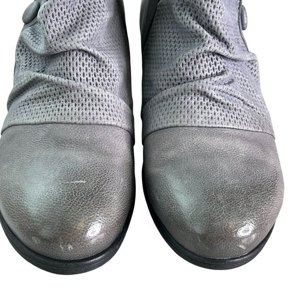 Miz Mooz Sallie Gray Leather Ankle Boots Wide Fit 38 (US 7.5–8) Button Detail - Picture 8 of 14